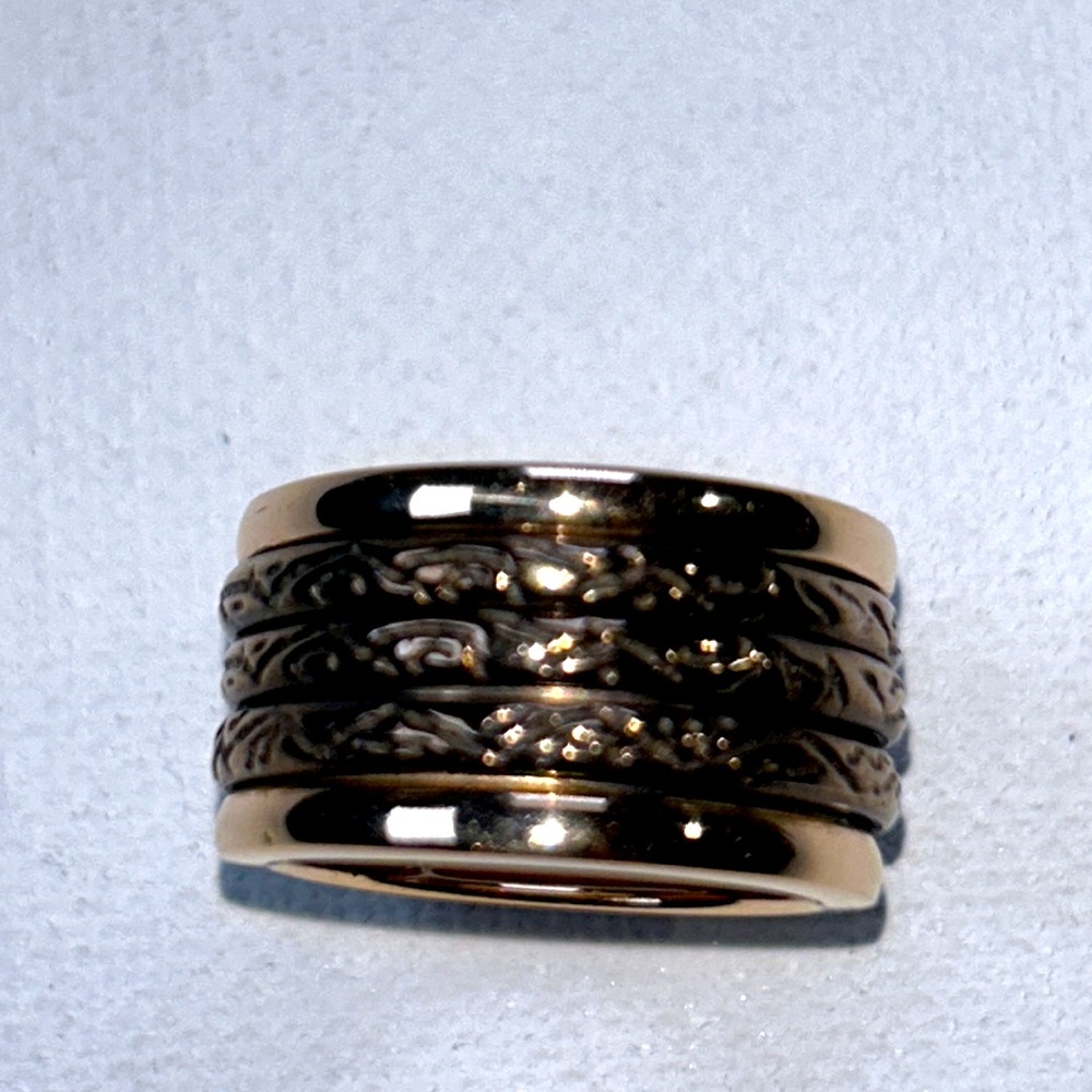 Designer Gold Plated Brass 3 Band Anxiety Spinner Fidget Ring Boho